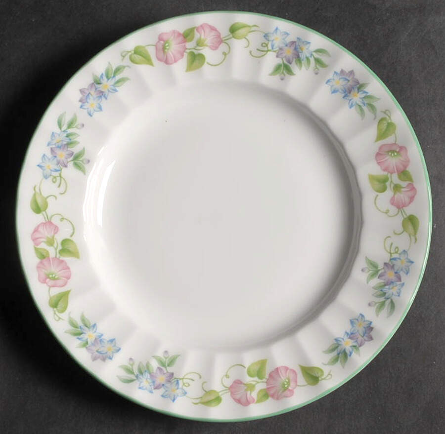 English Garden (Green Trim) Bread & Butter Plate by Royal Worcester-1