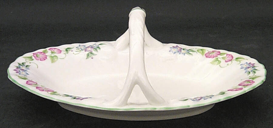 English Garden (Green Trim) Oval Basket by Royal Worcester-1