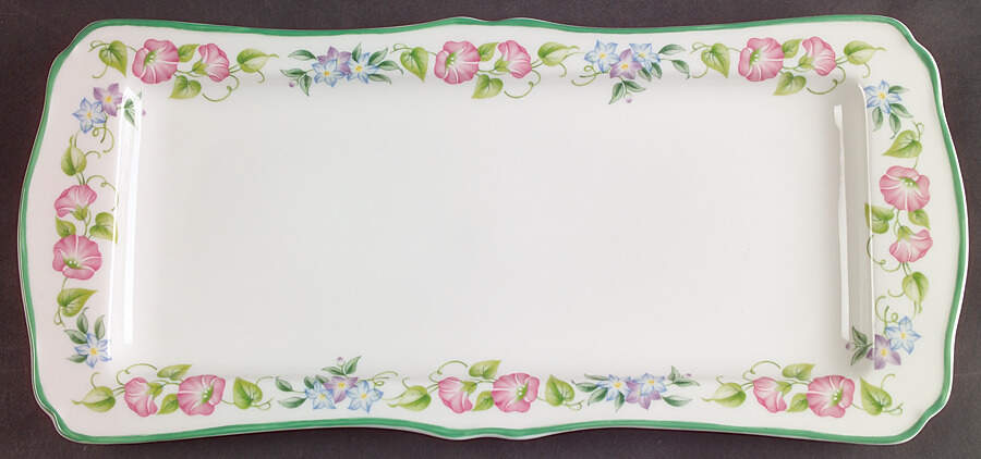 English Garden (Green Trim) Large Sandwich Tray by Royal Worcester-1