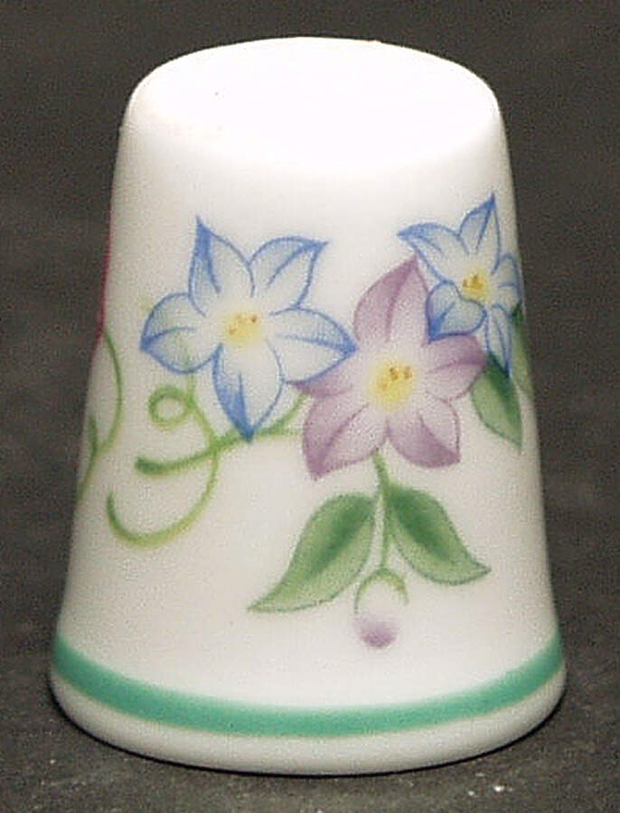English Garden (Green Trim) Thimble by Royal Worcester-1