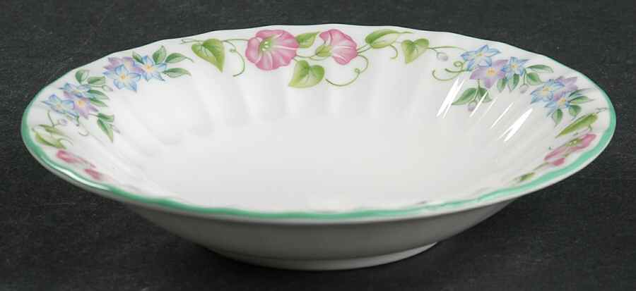 English Garden (Green Trim) Fruit/Dessert (Sauce) Bowl by Royal Worcester-1