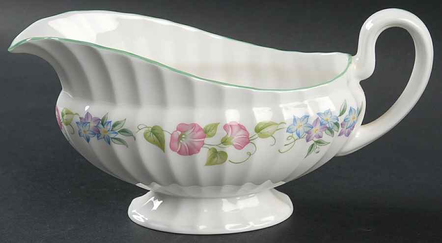 English Garden (Green Trim) Gravy Boat by Royal Worcester-1