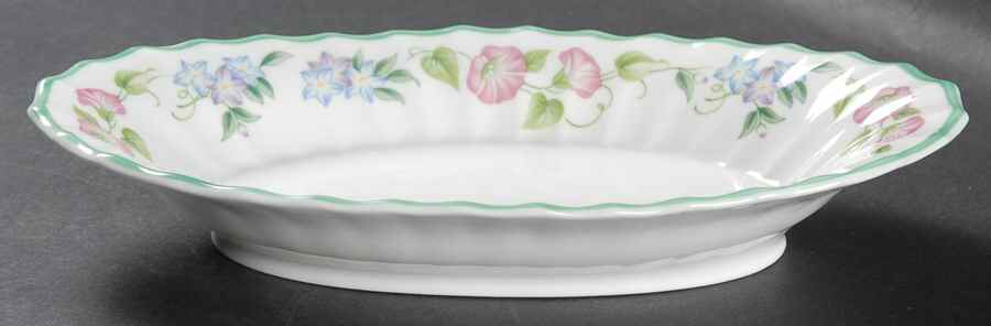 English Garden (Green Trim) Pickle Dish by Royal Worcester-1