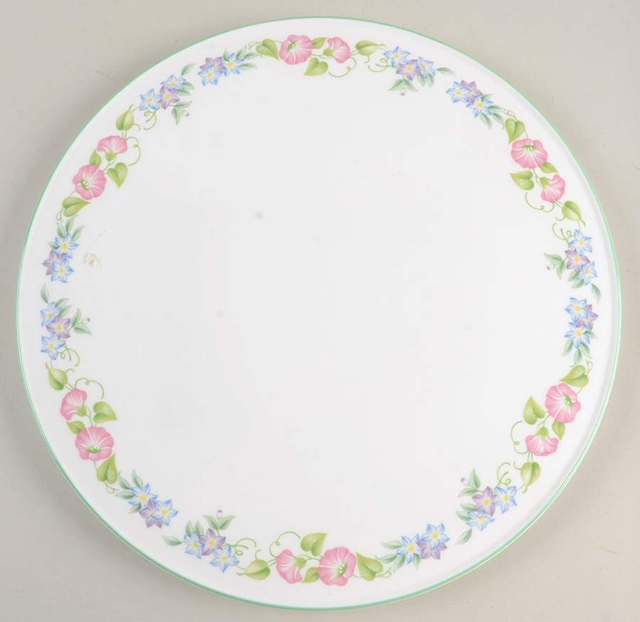 English Garden (Green Trim) Cake Plate by Royal Worcester-1