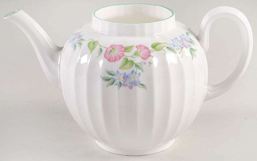 English Garden (Green Trim) Teapot No Lid by Royal Worcester-1