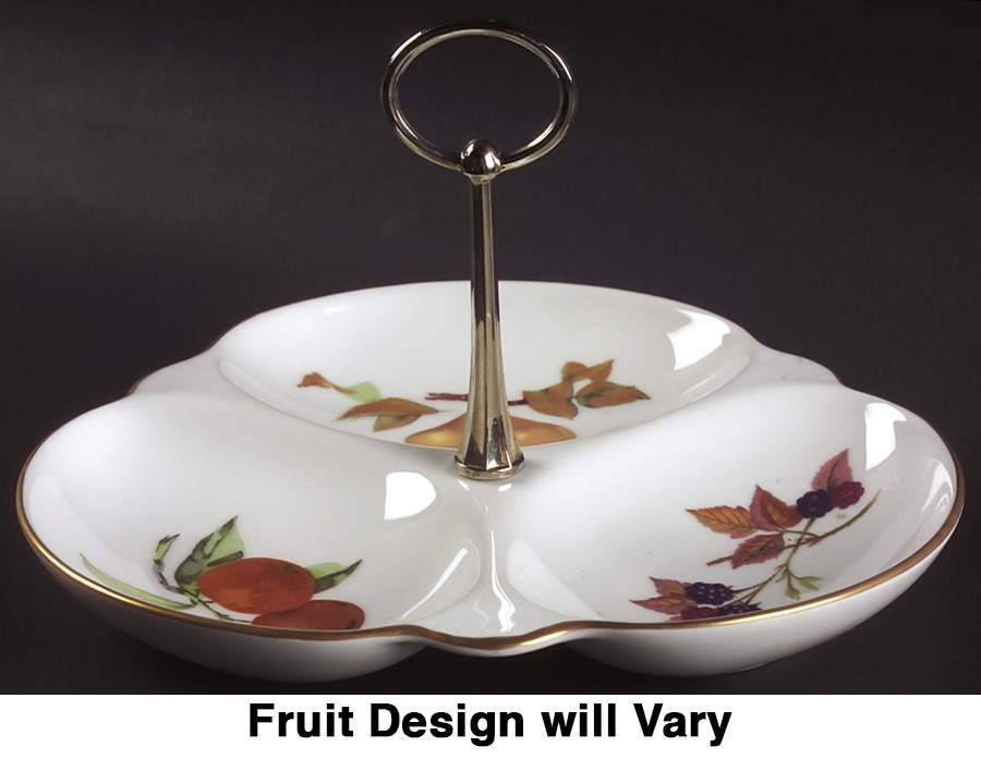Evesham Gold 3-Part Relish with Center Metal Handle by Royal Worcester-1