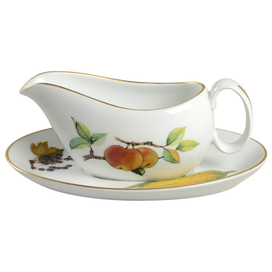 Evesham Gold Gravy Boat & Underplate by Royal Worcester-1