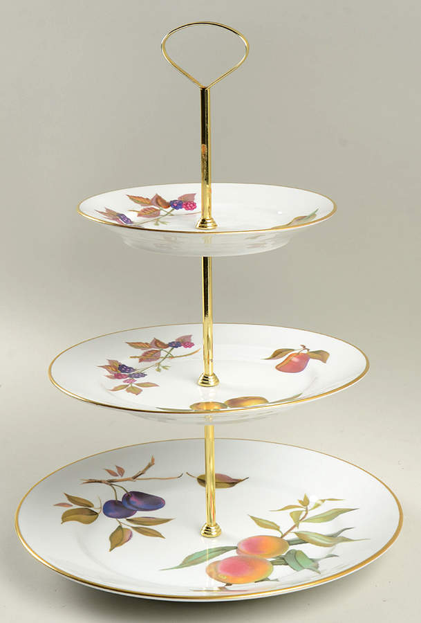 Evesham Gold 3-Tiered Serving Tray (DP, SP, BB) by Royal Worcester-1