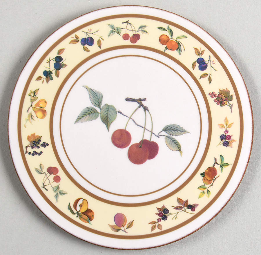 Evesham Gold Cork Back Round Coaster by Royal Worcester-1