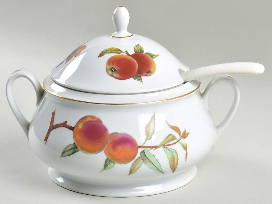 Evesham Gold Tureen & Lid w/Ladle by Royal Worcester-1