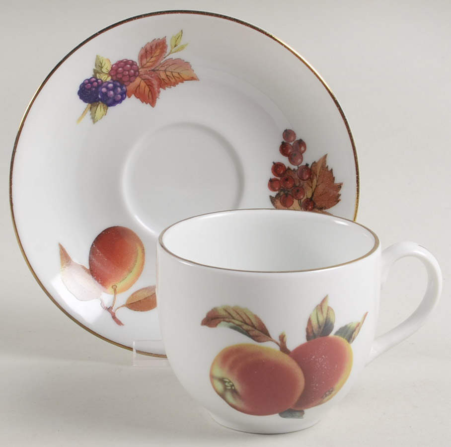 Evesham Gold Flat Cup & Saucer Set by Royal Worcester-1