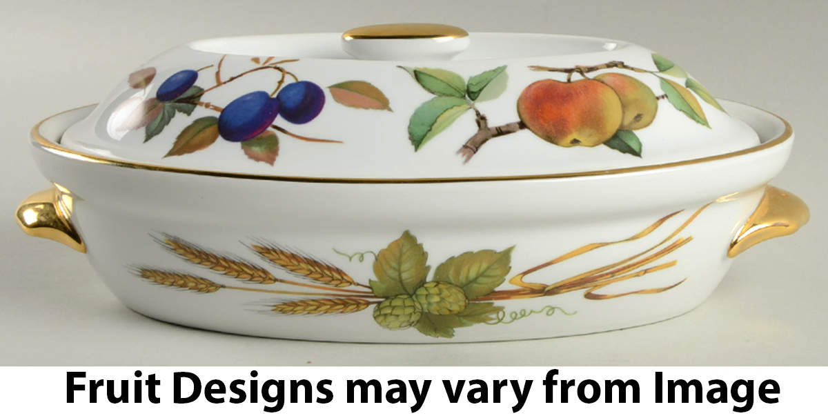 Evesham Gold 8" Oval Entree Dish & Lid by Royal Worcester-1