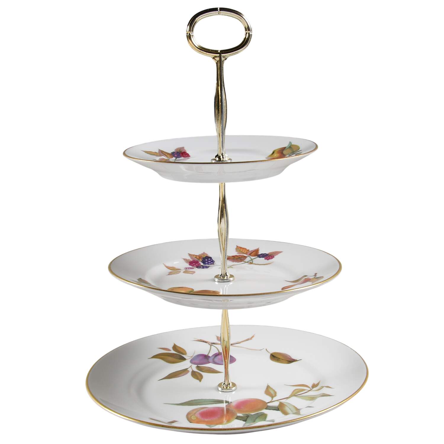 Evesham Gold 13 7/8"-14 1/4" 3-Tiered Serving Tray(DP,SP,BB) HC by Royal Worcester-1