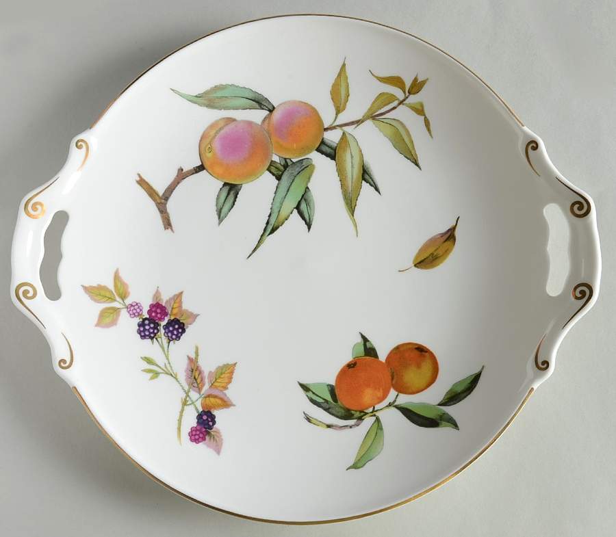 Evesham Gold Handled Cake Plate by Royal Worcester-1