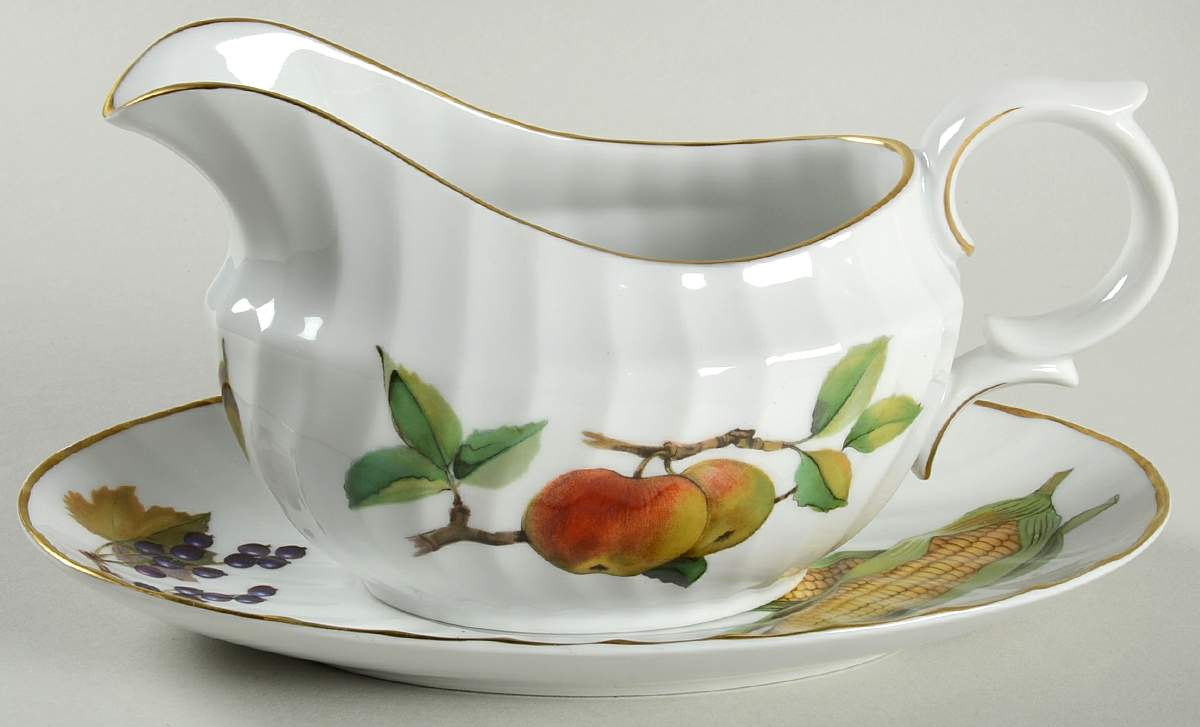 Evesham Gold Gravy Boat & Underplate by Royal Worcester-1