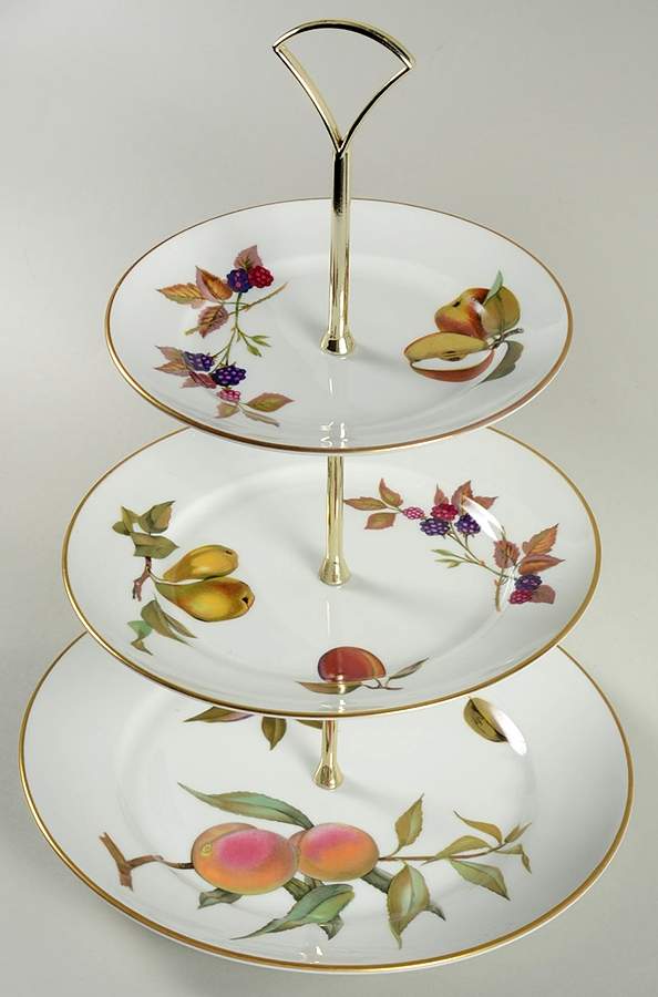 Evesham Gold 3-Tiered Serving Tray (DP, SP, BB) by Royal Worcester-1