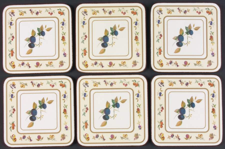 Evesham Gold Square Corkback Coaster - Set of 6 by Royal Worcester-1