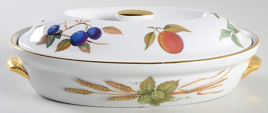 Evesham Gold 10" Oval Entree Dish & Lid by Royal Worcester-1