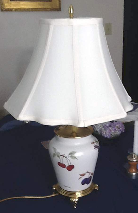 Evesham Gold Electric Cookie Jar Lamp & Shade by Royal Worcester-1