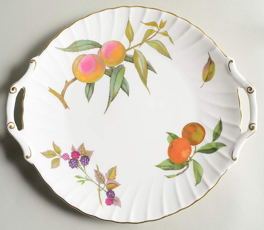 Evesham Gold Bone-Handled Cake Plate by Royal Worcester-1