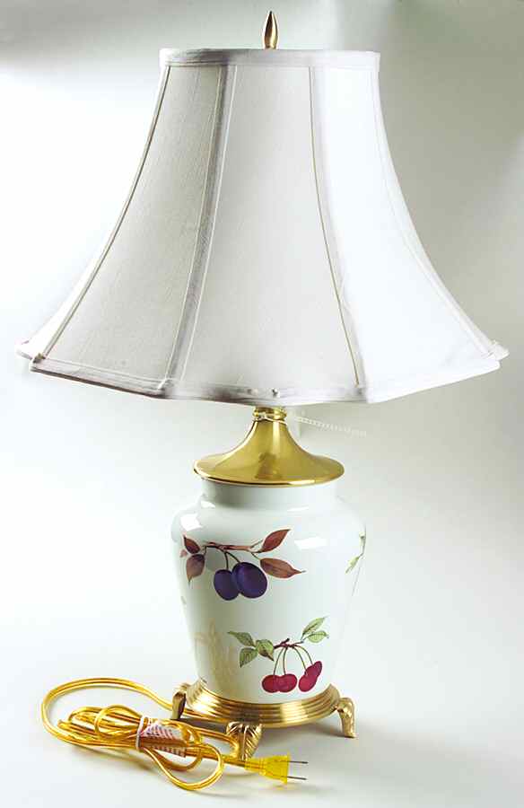 Evesham Gold Electric Cookie Jar Lamp & Shade by Royal Worcester-1
