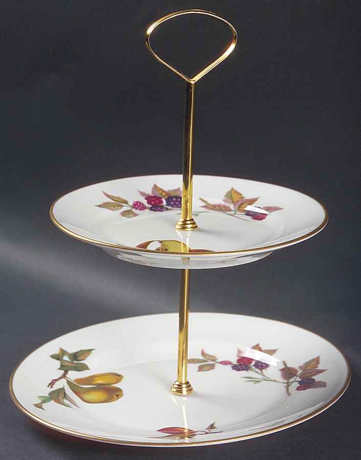 Evesham Gold 2-Tiered Serving Tray (Salad & Bread/Butter Plate) by Royal Worcester-1