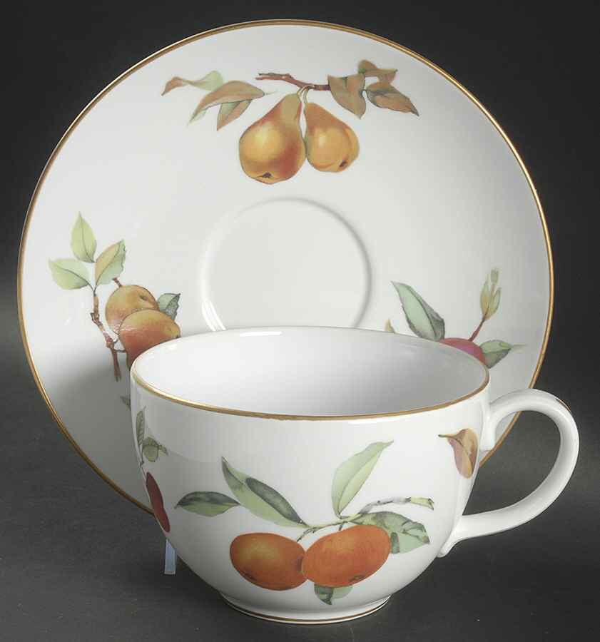 Evesham Gold Jumbo Cup & Saucer Set by Royal Worcester-1