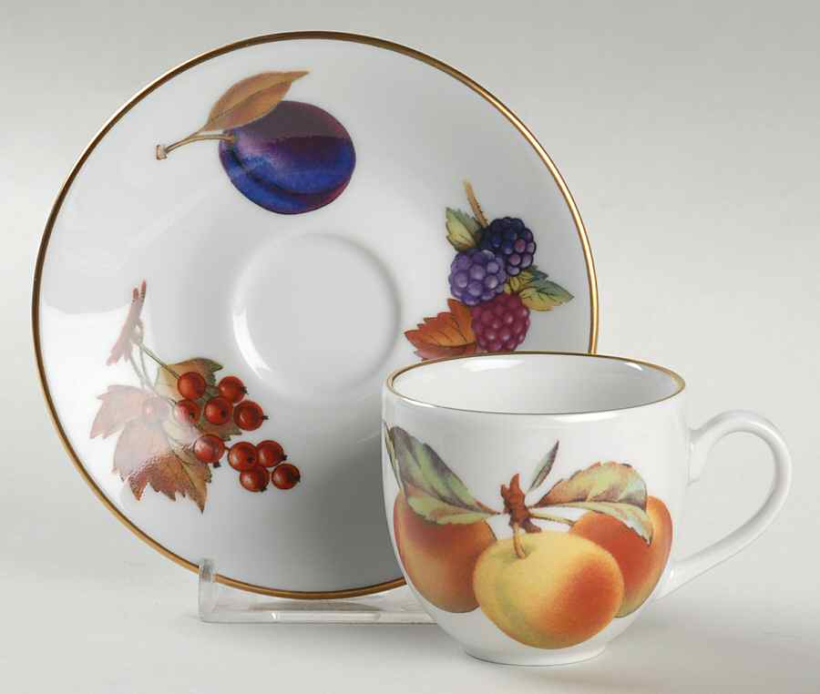 Evesham Gold Flat Demitasse Cup & Saucer Set by Royal Worcester-1
