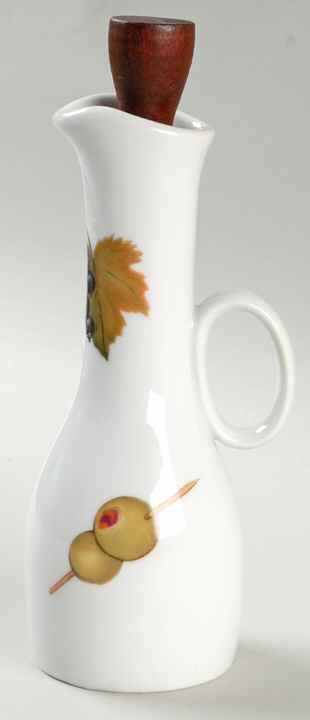 Evesham Gold Oil/Vinegar Cruet & Wood Stopper by Royal Worcester-1