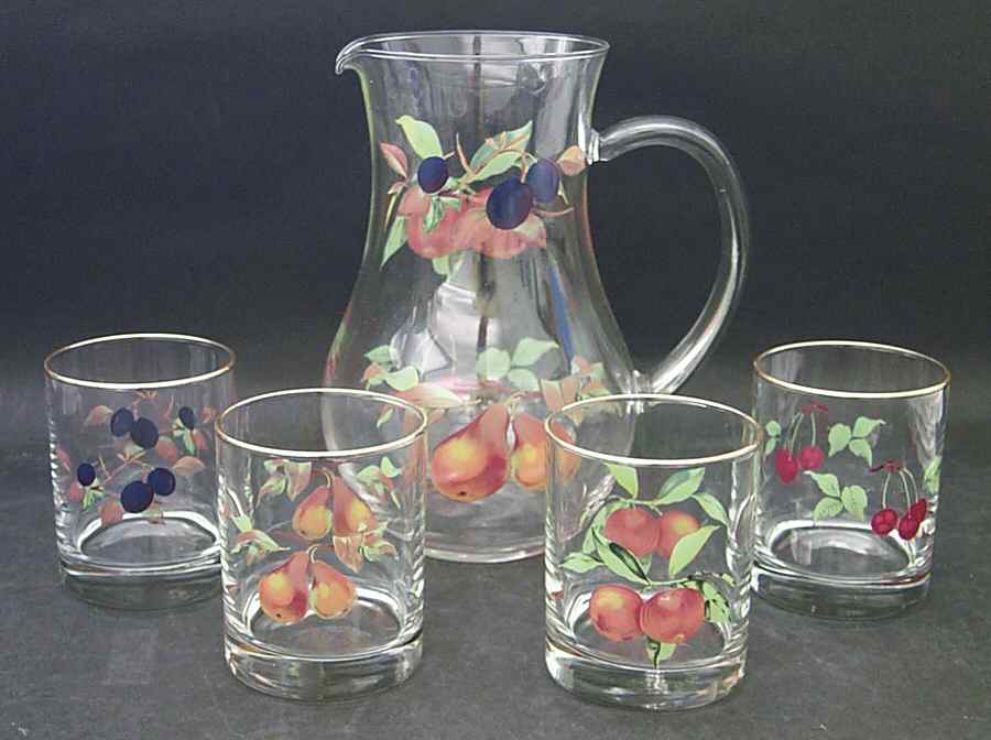 Evesham Gold Glassware Beverage Set (Pitcher and 4 Juice) by Royal Worcester-1