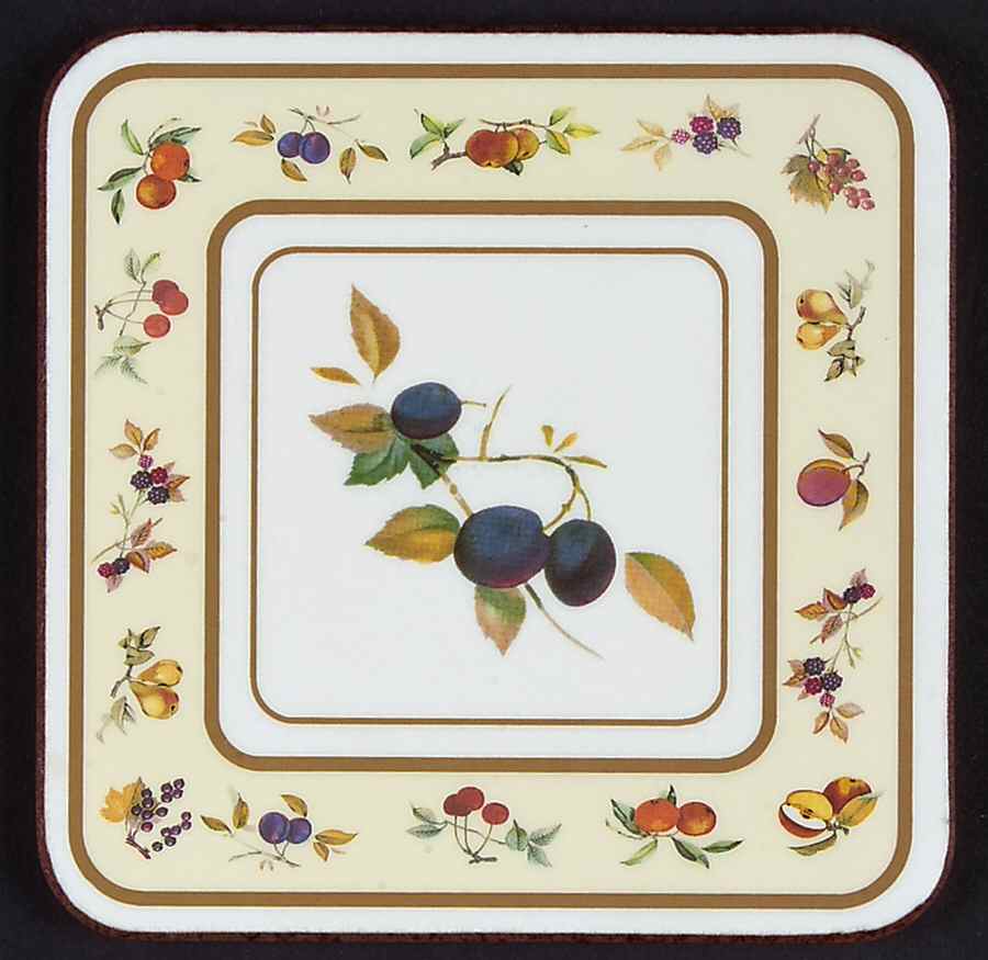 Evesham Gold Cork Back Square Coaster by Royal Worcester-1
