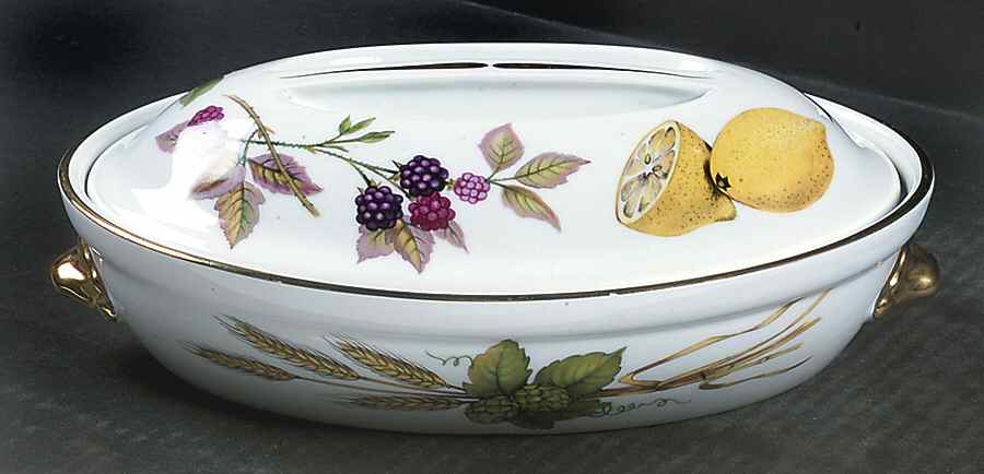 Evesham Gold Small Oval Entree Dish & Lid by Royal Worcester-1
