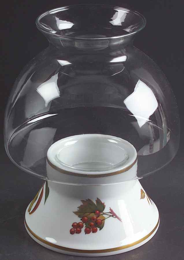 Evesham Gold Hurricane Lamp & Globe by Royal Worcester-1