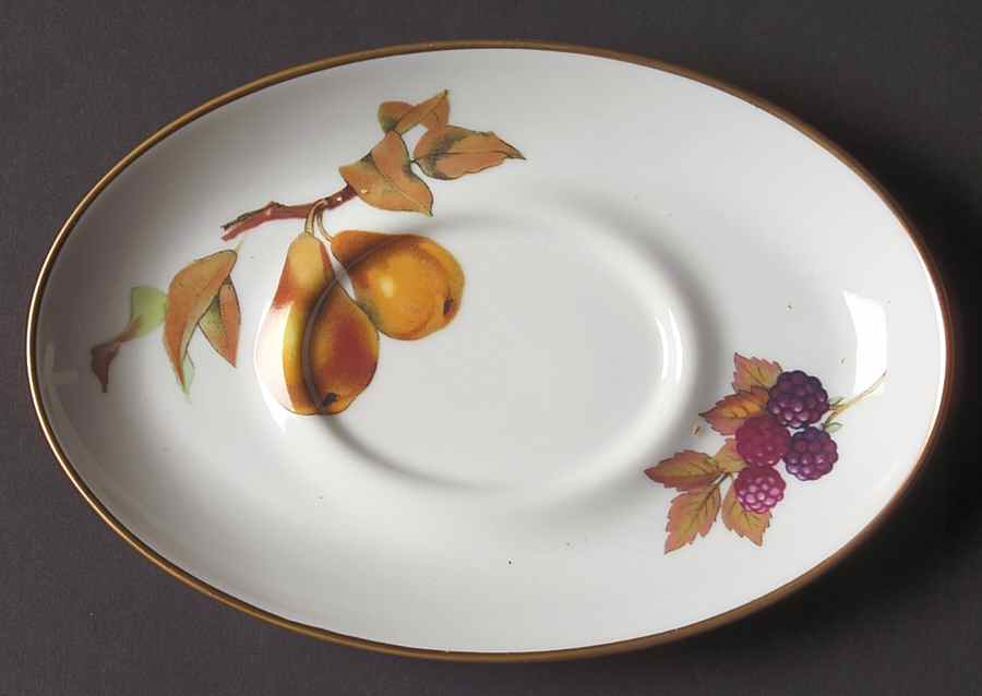 Evesham Gold Underplate for Gravy Boat by Royal Worcester-1