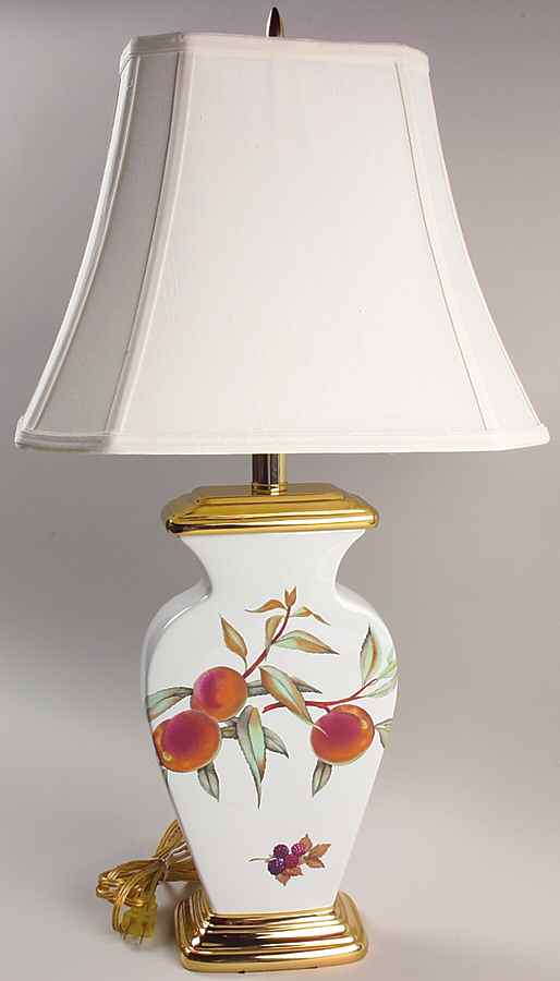 Evesham Gold Electric Silhouette Vase Lamp & Shade by Royal Worcester-1