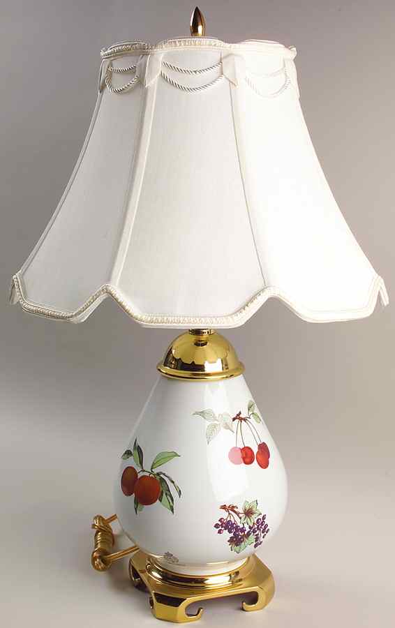 Evesham Gold Electric Bulb Vase Lamp & Shade by Royal Worcester-1