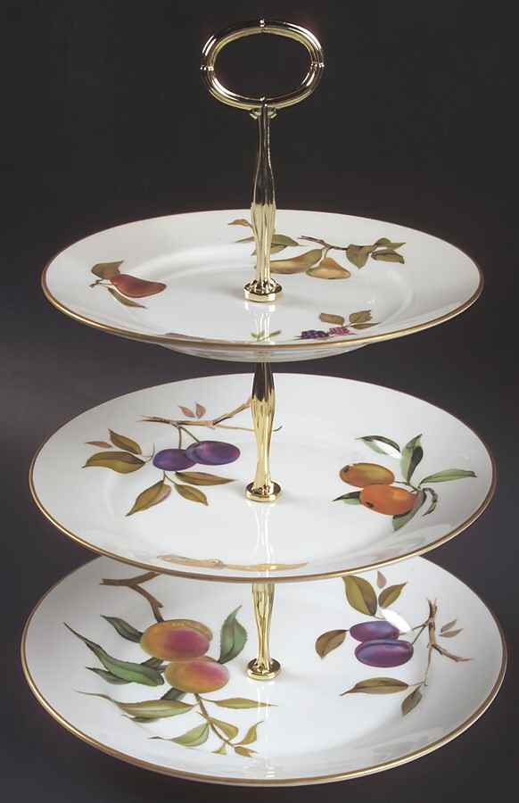 Evesham Gold 3-Tiered Serving Tray (DP, LP, SP) by Royal Worcester-1