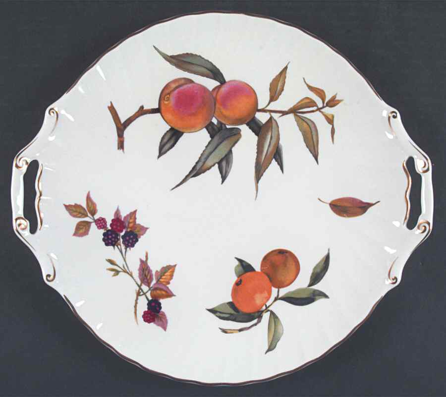 Evesham Gold Handled Cake Plate by Royal Worcester-1