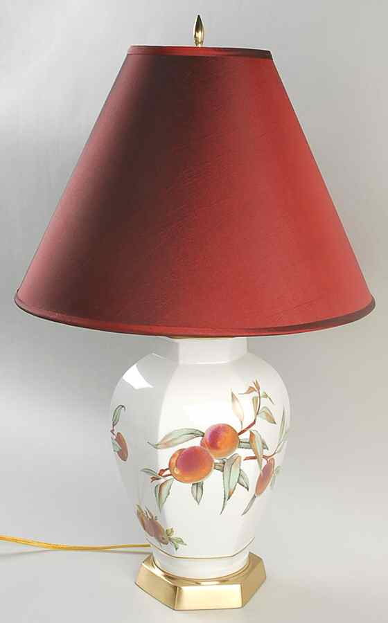 Evesham Gold Electric Hexagonal Vase Lamp & Shade by Royal Worcester-1