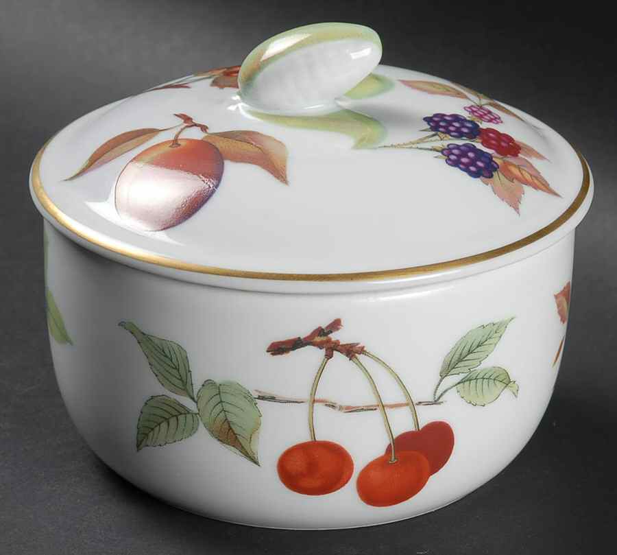 Evesham Gold Butter Tub & Lid by Royal Worcester-1