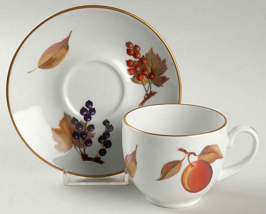 Evesham Gold Footed Demitasse Cup & Saucer Set by Royal Worcester-1