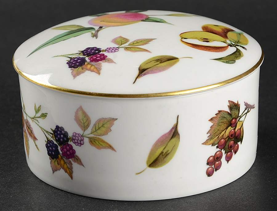 Evesham Gold 4" Round Box & Lid by Royal Worcester-1