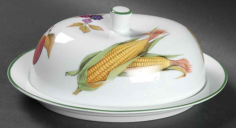 Evesham Vale Oval Covered Butter by Royal Worcester-1