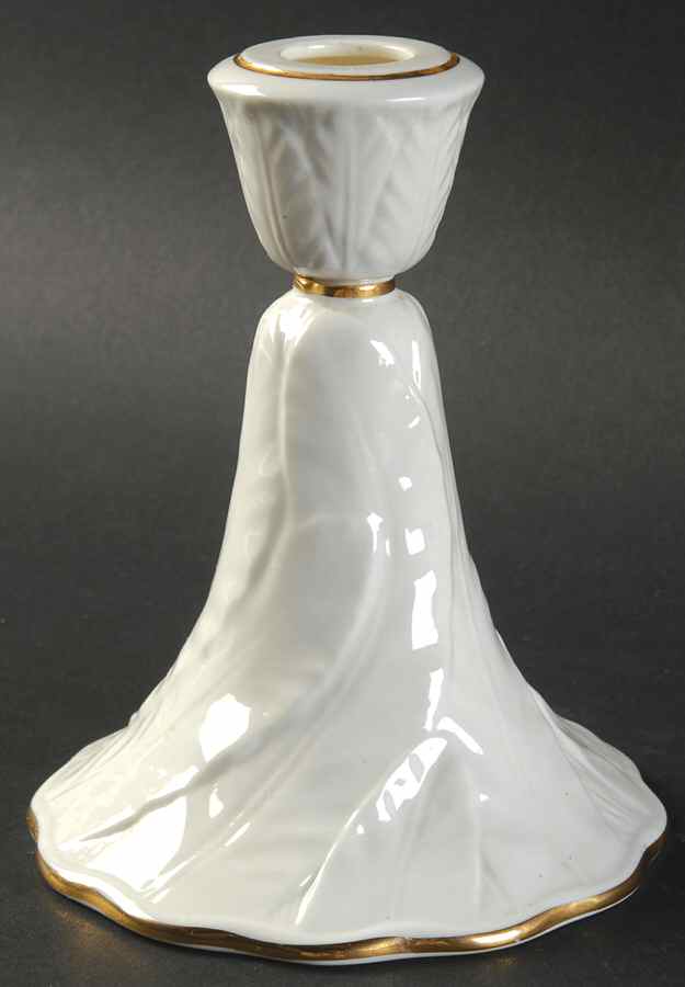 Fern Leaf Single Light Candlestick by Royal Worcester-1