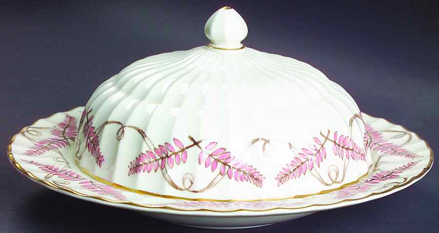 Ferncroft Pink Round Covered Butter by Royal Worcester-1