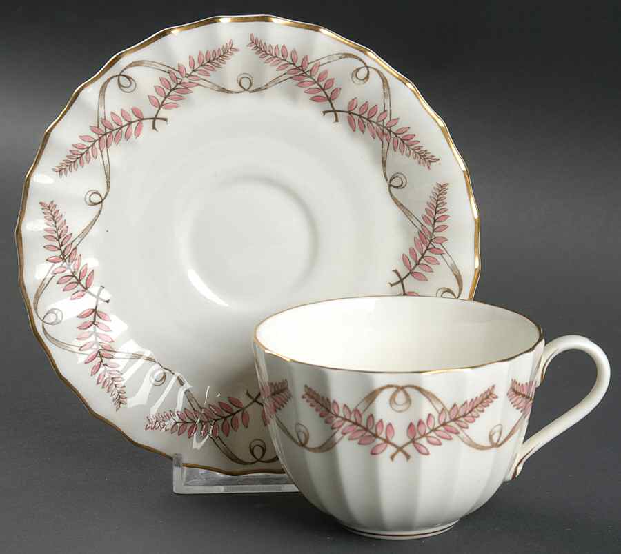 Ferncroft Pink Flat Cup & Saucer Set by Royal Worcester-1