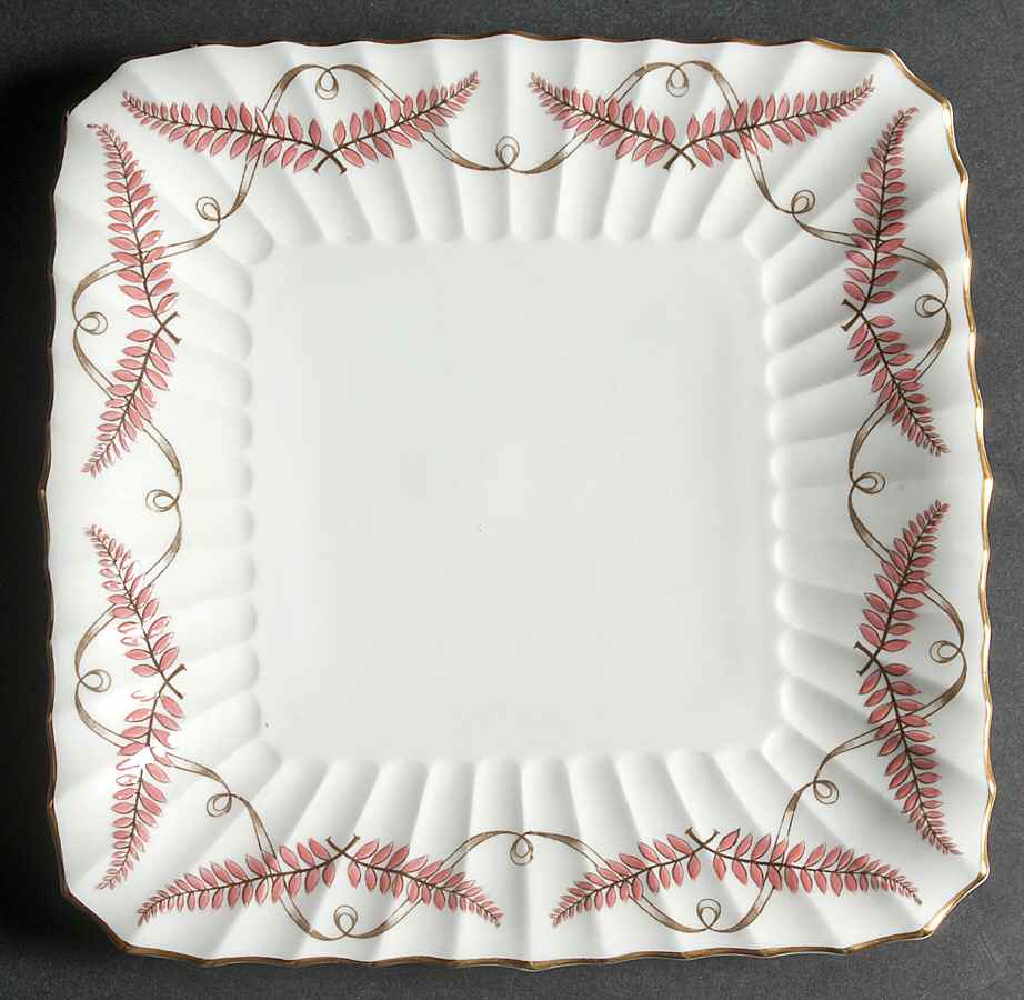 Ferncroft Pink Square Cake Plate by Royal Worcester-1