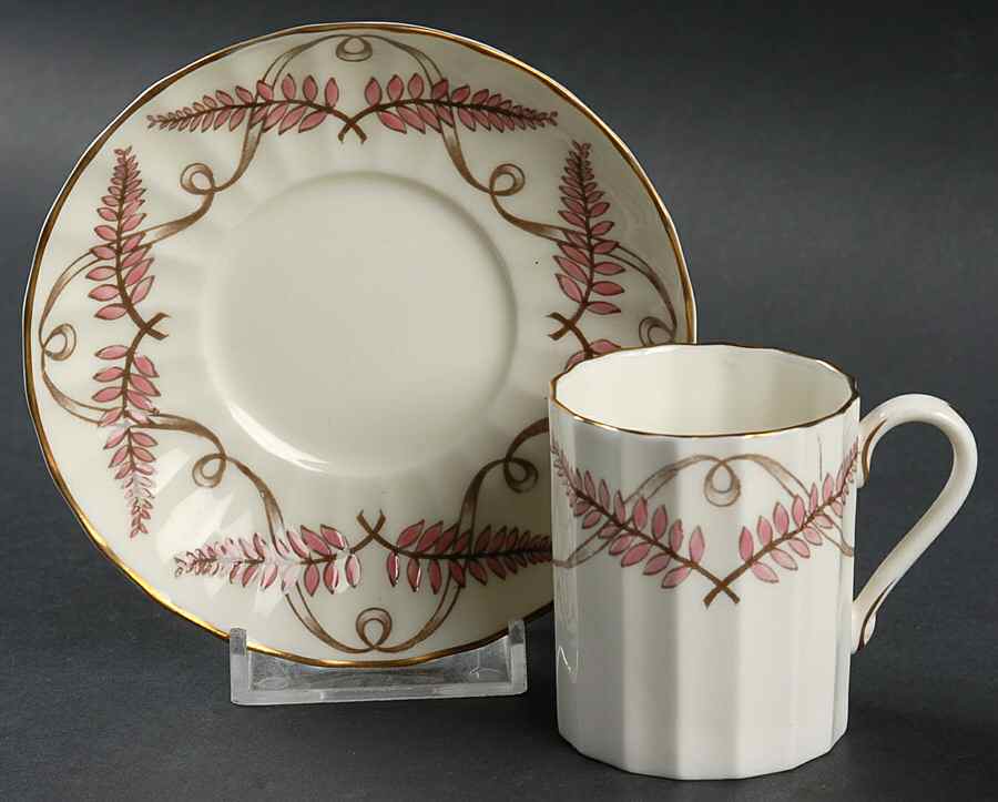Ferncroft Pink Flat Demitasse Cup & Saucer Set by Royal Worcester-1