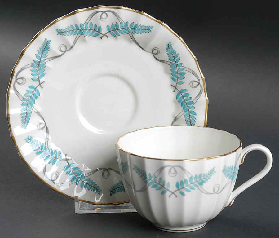 Ferncroft Turquoise Flat Cup & Saucer Set by Royal Worcester-1