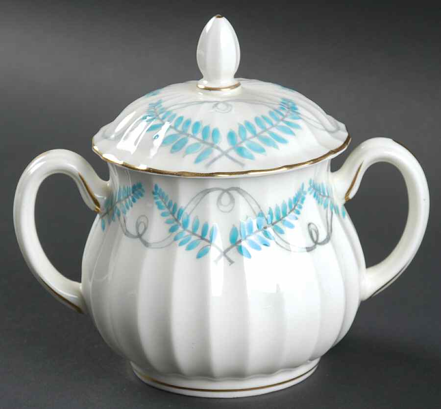 Ferncroft Turquoise Sugar Bowl & Lid by Royal Worcester-1